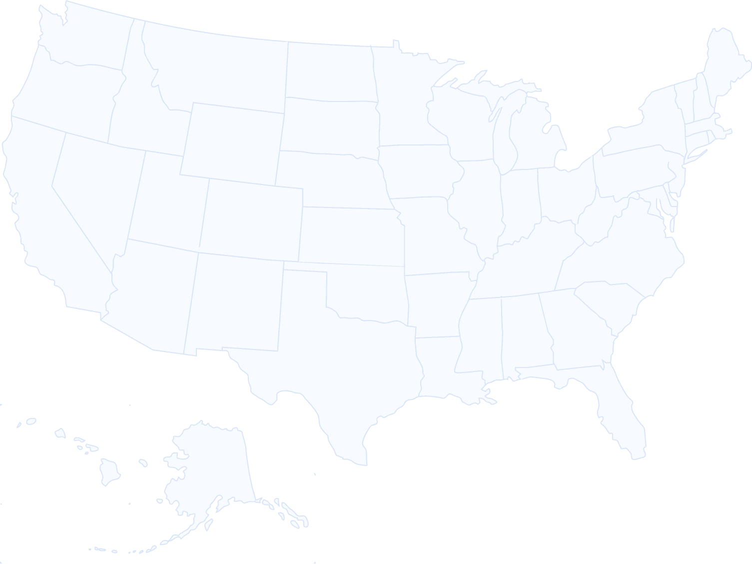 Map of the United States highlighting coverage of agricultural loans across multiple states